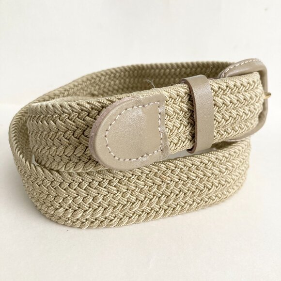 Vintage Braided Womens Belt Cream Beige Tan Size 30 S/M 27-33" Leather Taiwan - Picture 2 of 11